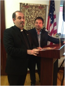 Rev. Fr. Mesrob Lakissian and his childhood                                                         friend Bared Maronian, director of                                                                         “Orphans of the Genocide” documentary                                                              