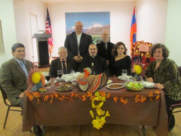 Fr. Mesrob and Yn. Ojeen Lakissian with Board members Yervand Kasparian, Joseph Vartanian, Antranig Vartanian, Viken Najarian and Lalig Vartanian